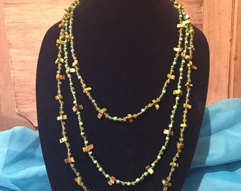 Rocky Green Necklace, Multi Strand