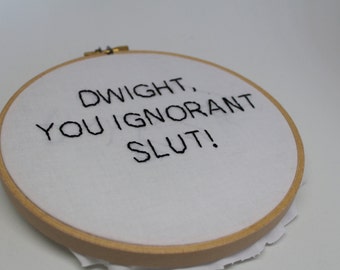 Dwight inspired embroidery hoop