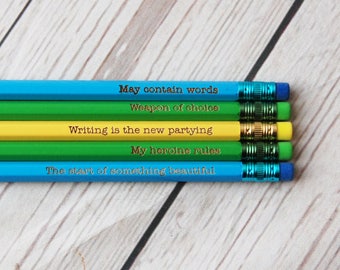 Personalised Writers Pencils - Choose your colour and any wording - Custom Fun pencils - Inspirational Pencils