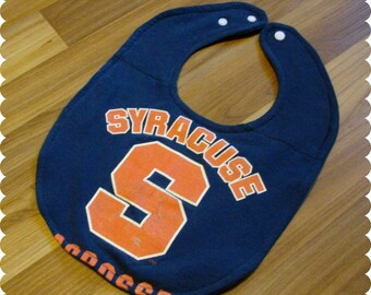 Syracuse Sports Baby Bib, Recycled T-Shirt Baby Bib, Syracuse New York, Syracuse University, Gender Neutral Baby Shower Gift
