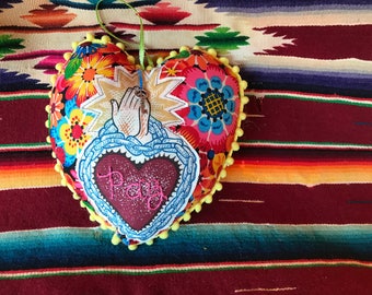 Hand-sewn Heart-shaped Mini Pillow "Paz"