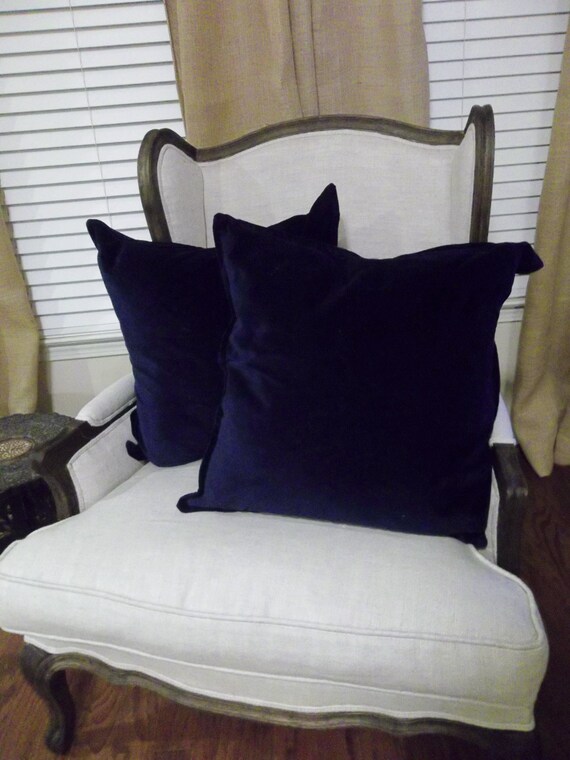 Blue VELVET Pillows Washed Velvet Pillow Shams Custom Sizes
