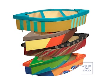 Small Wooden Canoe. Small Canoe Boat. Painted Wood Row Boat. Nautical Decor Boat. Wooden Row Boat Canoe.