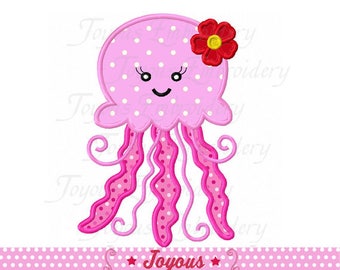 Instant Download Girl Jellyfish Applique Machine Embroidery Design NO:2366