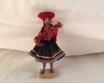 Vintage Mexican Folk Art Doll Collectible