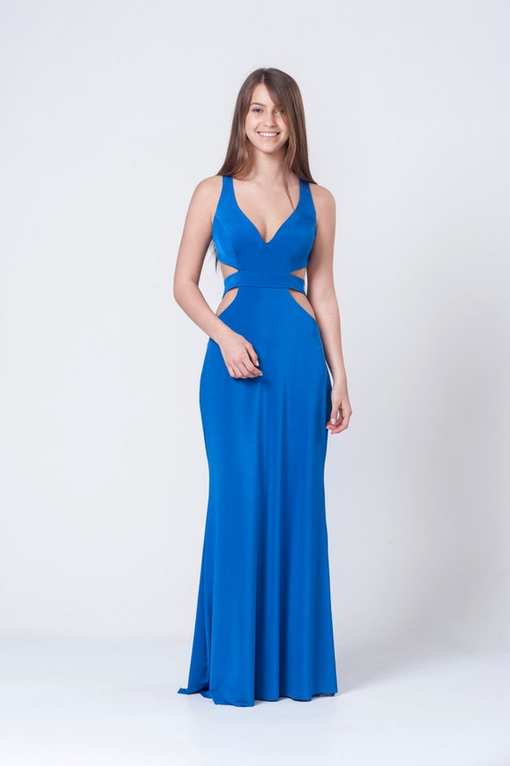 Prom Dress Open Back Prom Dress Royal Blue Evening Dress