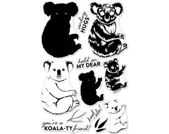 Hero Arts: CM163 Color Layering Koala, Clear Stamp, Matches Die DI387, Paper Crafting, Scrapbooking, Card making