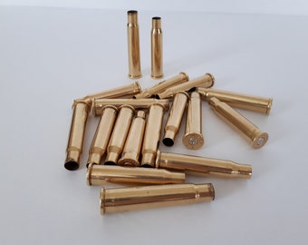 18 mixed rifle brass shell casings for crafts, jewelry, steampunk, collecting, metalwork
