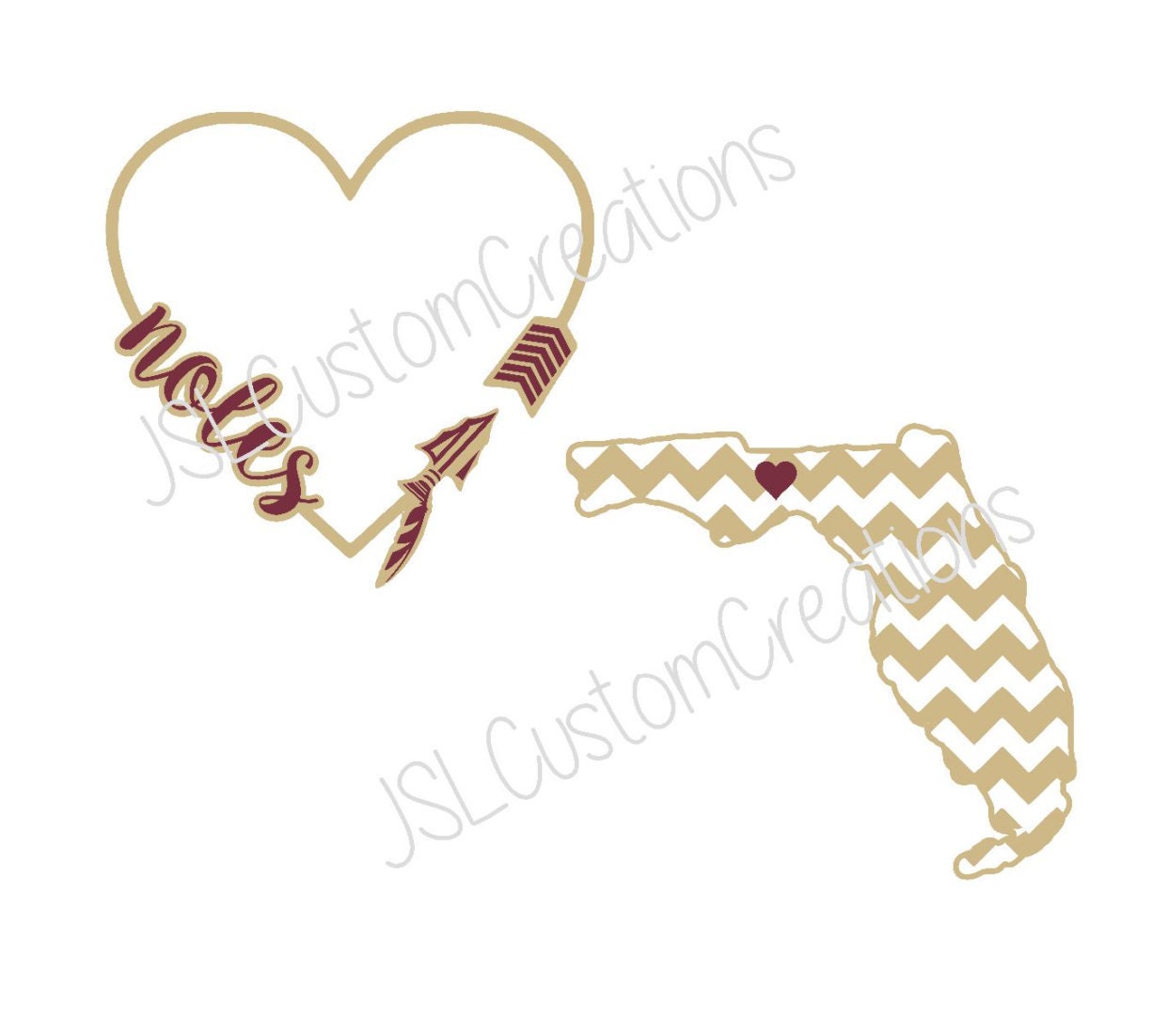 Download Florida State SVG Heart Spear FSU Noles Garnet & Gold