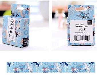 Crane Washi Tape / Japanese Washi Tape / Miss Time Washi Tape / Japanese Masking Tape / Embellishments / Deco Tape / Cute Washi Tape