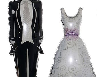 Tuxedo Balloon and Bridal Dress Balloon, Wedding Balloon