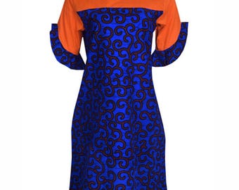 Ankara Shift Dress - A Shift dress with details on the sleeves and a classy cut at the back