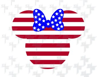 Disney Minnie Mouse Stars and Stripes 4th of July svg Hipster Svg PNG Files Svg Files for Silhouette Cameo Svg Files for Cricut Files Girls