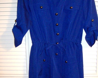 Dress 8, Royal Blue Silkey Short Shirt-Dress, SHARP ! by ECI of NY Size 8