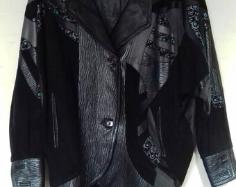 80's oversized leather/suede style bomber jacket by Zet - medium