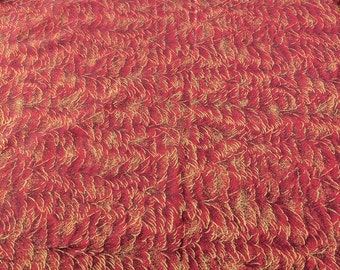 Gold Christmas Trees on Red Cotton Fabric