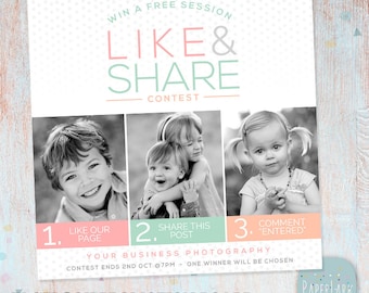Facebook Like Share Comment Promotion Marketing Board - Photoshop template - IB004 - INSTANT DOWNLOAD