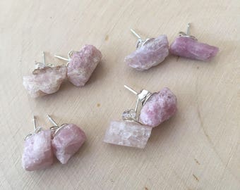 HANDMADE Pink Tourmaline Stud Earrings