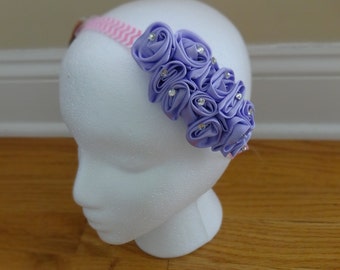 Elegant Satin Flower Headband with Rhinestone Accents