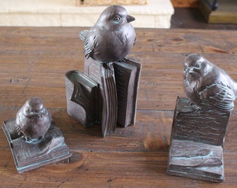 Birds and Books Figurines (Set of 3)