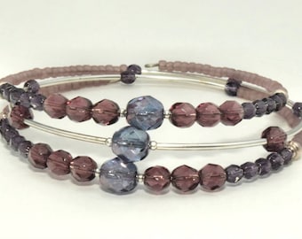 Czech Glass Beads Fire Polish Purple Bracelet