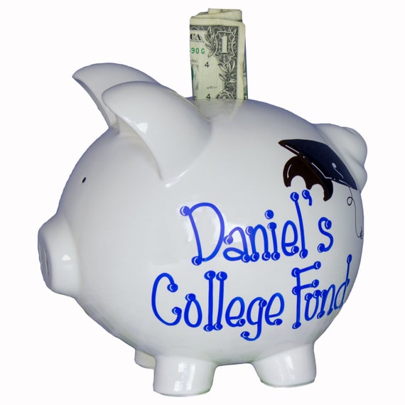 College Fund Piggy Bank Hand Painted & Personalized
