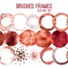 Red Pink Coral Brushed Frames Paint Watercolor Glitter Foil Circle Clip Art 20 Image PNG File 8in Commercial Graphics Digital Clipart Set 4