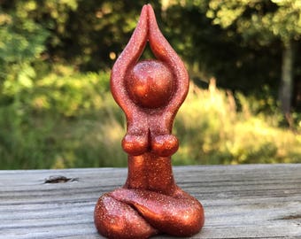 Courage Meditation Goddess Sculpture (statue, goddess, priestess, fire)