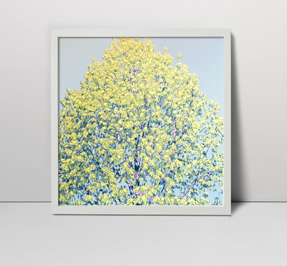Spring tree landscape serigraph screen print tree print