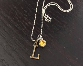 Custom Initial birthstone Necklace