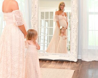 Julianna Mommy and daughter set,lace dress with lining,flower girl,maternity dress,wedding gown,bridal gown,senior photo