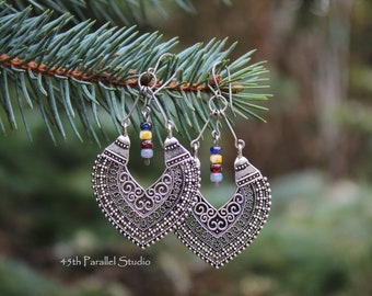 Boho Earrings, Bohemian Earrings, Boho Jewelry, Tribal Earrings, Czech Glass Earring, Hippie Jewelry, Hippie Earring, Bohemian Jewelry, Boho