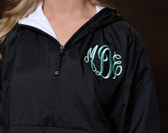 Monogrammed Rain Jacket 2 Locations - Personalized Bridesmaids Gifts- Adult Sizes