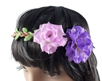 Wedding - purple flower Crown headband