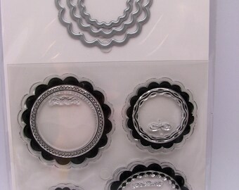 Clear stamps and cutting die - round tag - die cut
