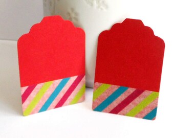 Red tags, Gift Tags, Favor Tag, 50 pieces, small tag, label, paper tags, wedding favor tags, name tags, products tags, bridal shower tags