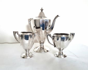 Edwardian Three Piece Silver Plate Coffee Set