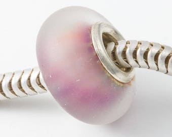 Stone Tumbled Silver Cored Lampwork Bead