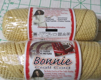 Bonnie Craft Cord 100% Polyolefin Heat fusible Super Bulky 4mm 50 yards Color Dijon 2 full skeins still sealed SUPPLY DESTASH Craft cord