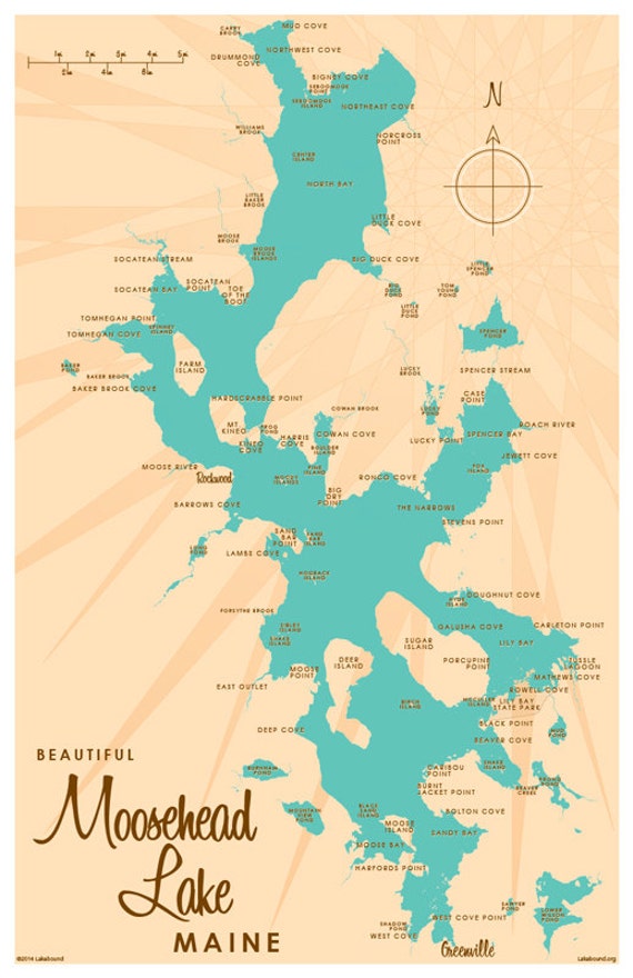 Moosehead Lake ME Map Print