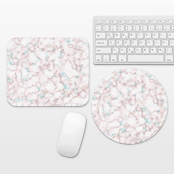 Marble Mouse Pad Marble Mousepad Marbled Mouse Mat Round Circle Rectangle Rectangular Desk Computer Office Mouse Pad for Her White Pink Aqua