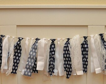 Navy, White & Lace Garland