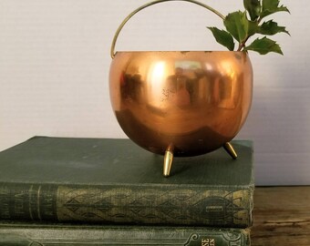 Vintage Coppercraft Guild Footed Copper and Brass Pot Planter