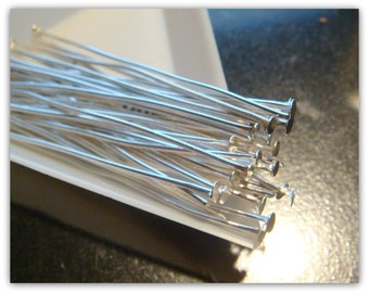 Headpins, Silver Headpins - 2" Silver Head Pins - 21 Gauge - Brass Head Pins Silver Color (hp5.0m-S) - Select Qty. from Options