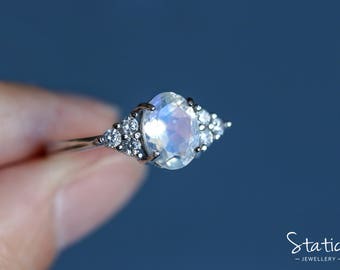 Anello 925 In Pietra Di Luna Naturale In Argento Sterling Per Le Donne Con Tripl