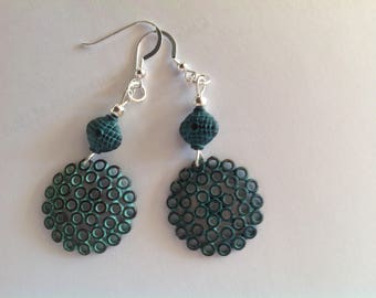 Blue patina oxide earrings