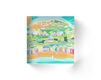 Acrylic block, seaside acrylic, acrylic art, beach hut art block, beach acrylic block, freestanding artwork, acrylic artwork, seaside art