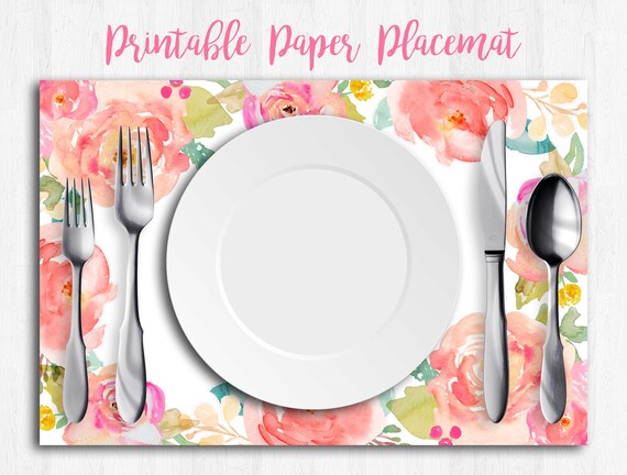 floral paper placemats vintage placemats wedding placemats flower paper placemats