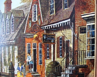 Tall Skinny Winde Fine Prints Framed Print of a Courting Couple in An Old World City