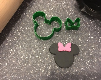 Minnie Mouse Head and Bow Set Cookie Fondant Cutter